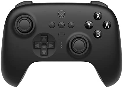 This one has a lot more than 12 buttons and 6 axes, but it is the gamepad I use. It’s the 8bitdo ultimate controller. The traditional buttons are four face buttons (ABXY or ◯✖▲◼), the left and right buttons (or bumpers), the start and back buttons (here they’re plus and minus, these tend to be the least codified as Sony and Microsoft keep changing them to chase trends), the Directional Pad (sometimes they’re implemented as an axis that just maxes out when you press the button). The analog sticks have two axes each, up/down and left/right, and all modern game systems but the Nintendo Switch have an axis for each trigger, which is useful for driving cars in video games. This one also has a ‘guide’ button, which spawns a menu, a ‘pair’ button because it’s bluetooth, which doesn’t get sent to the computer, two buttons on the back where your middle fingers rest, and a gyroscope which implements 6 more axes, the gyroscope is becoming more and more standard for controllers. All in all it’s a pretty complicated interface, but most games only use the traditional 12 buttons and 6 axes, and the Switch only supports four axes.